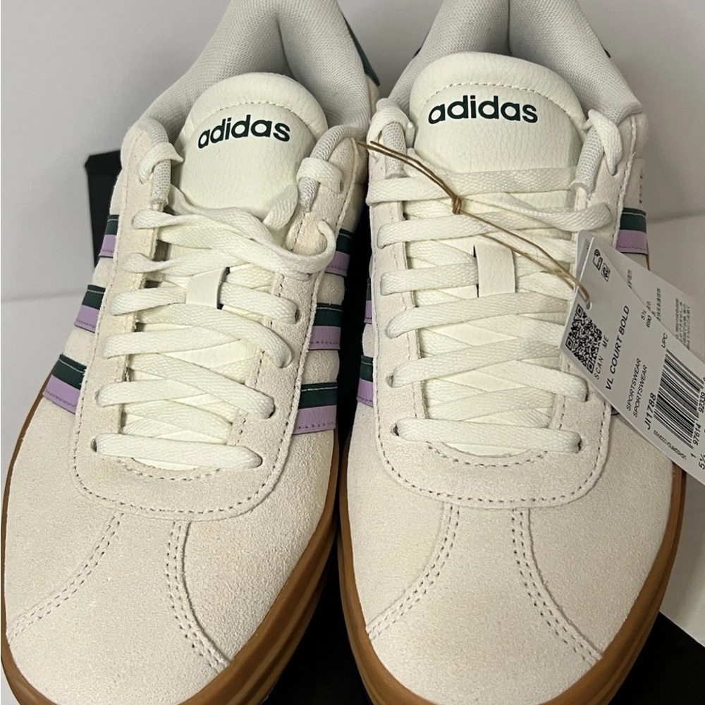 Adidas VL Court Bold Off White Collegiate Green Lilac JI1788 Women’s Shoe - Picture 6 of 11